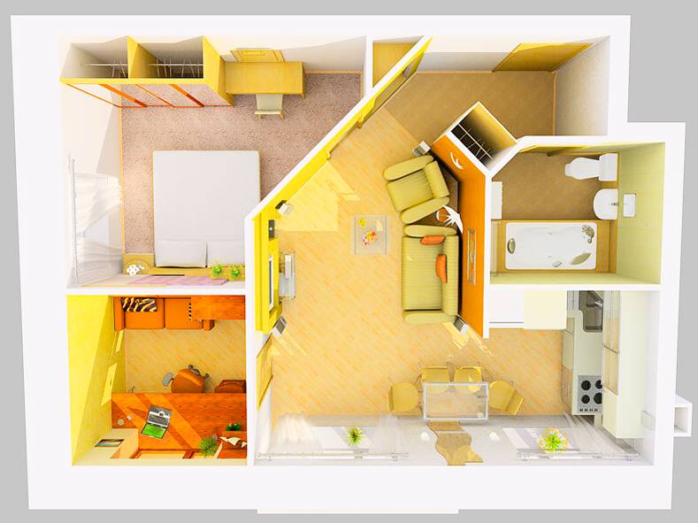 Дизайн двухкомнатной квартиры с детской
